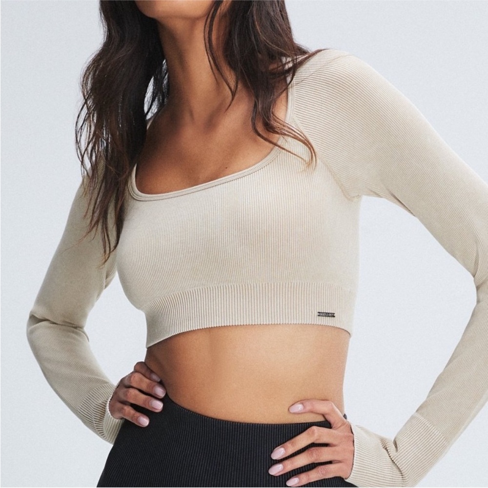 Savage x Fenty Seamless Rib Sport Long Sleeve Cropped Bra Top